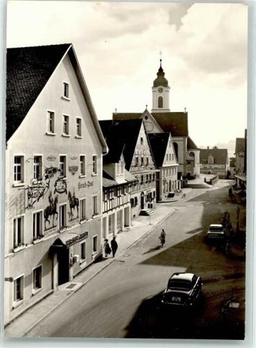Kißlegg Herrenstraße mit Gasthaus Hirsch-Post