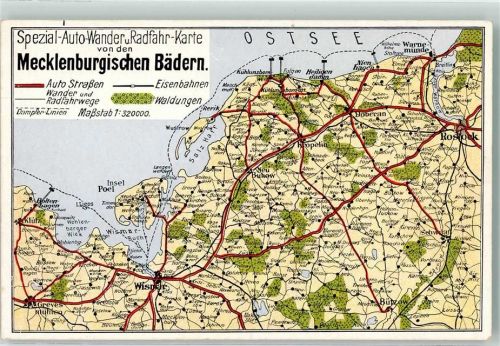 Wismar Auto Wanderer und Radfahrkarte Mecklenburgische Bäder