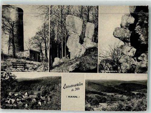 Lauenstein Aussichtsturm Adam u. Eva Mönchenstein Blick vom Schanzenkopf