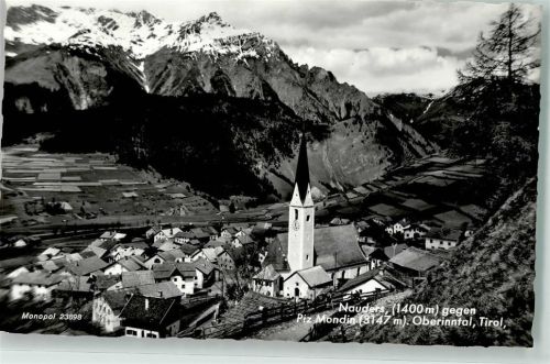 Nauders 1965 mit Pfarrkirche St. Valentin und Piz Mondin