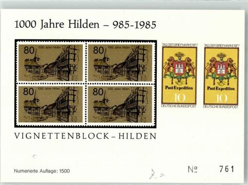 Hilden 1000 Jahre Hilden Vignettenblock Nr. 761