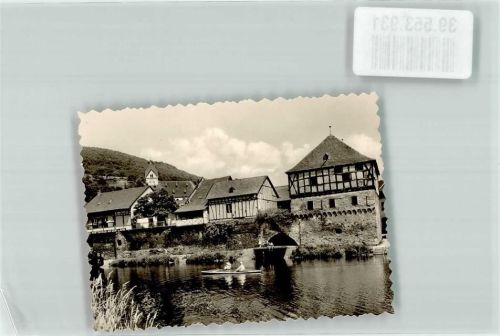 Dausenau Am alten Rathaus Ruderboot Wirtshaus an der Lahn Gasthaus Kirche
