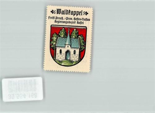 Waldkappel Vignette Freistaat Preußen Provinz Hessen Nassau Regierungsbezirk Kassel Wappen Baum Kapelle Rot Grün Silber Kaffee Hag