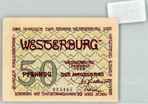 Westerburg 50 Pfennig Notgeld 1920 Schloss Wappen Turm Adler