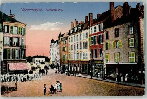 Thionville 1917 Feldpost WK I Stadteingang Cafe zum Bahnhof