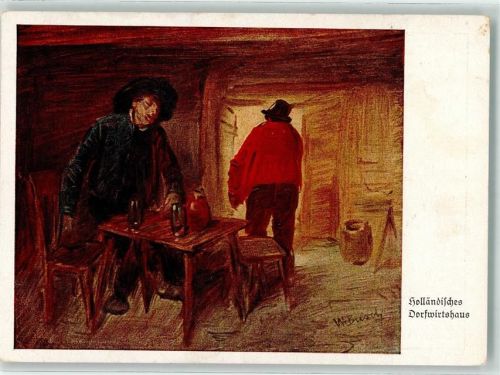 Holländisches Dorfwirtshaus Busch Wilhelm Künstlerkarte