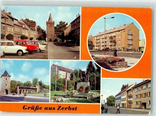 Zerbst Blick z. Heidetor Breite Straße OdF Denkmal a.d. Breite Oldtimer