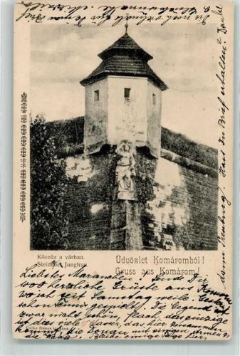Komarom 1902 Denkmal Steinerne Jungfrau Burg