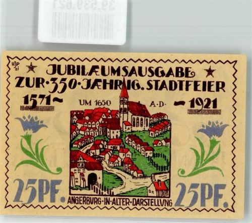 Angerburg Notgeld zur 350 Jahrfeier 1921 25 Pfennig