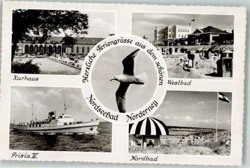 Norderney 1956 Kurhaus Westbad Nordbad Fahrgastschiff Frisia IV