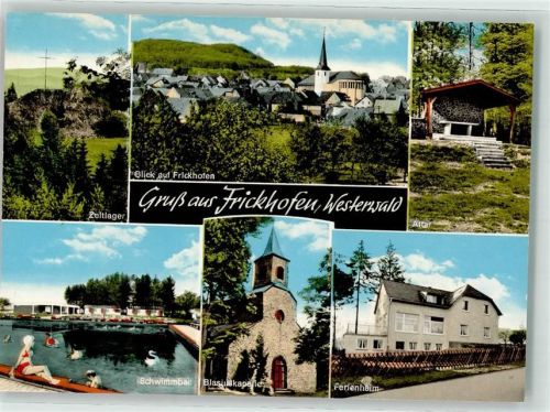 Frickhofen Zeltlager Altar Schwimmbad Blasiuskapelle Ferienheim Kreuz Kirche Bademode Gruß Westerwald