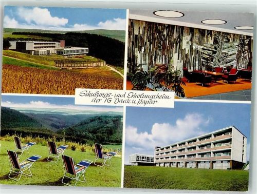 Springen Schulungs und Erholungsheim der IG Druck und Papier Liegewiese Gastraum Stückzahlkarte