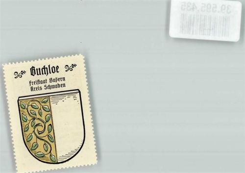 86807 W8938 Buchloe Gebrauchsspuren Vignette Freistaat Bayern Kreis Schwaben Wappen Blätter Grün Gold