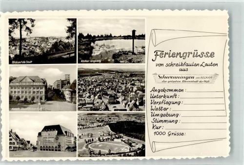 Schwenningen Rathaus Kienzle Uhrenfabrik Fliegeraufnahme Waldeck Stadion m. Turnerheim