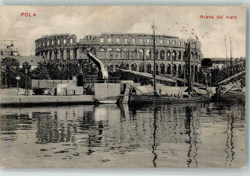 Pula 1913 Arena dal Mare Segelschiff
