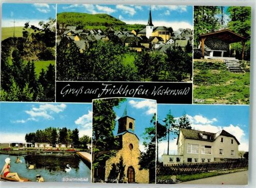 Frickhofen Zeltlager Altar Schwimmbad Blasiuskapelle Ferienheim Kreuz Kirche Bademode Gruß Westerwald