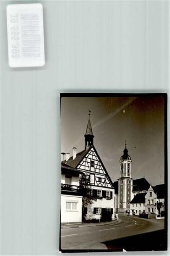 Dischingen St. Johannes Baptist Pfarrkirche Kirche Rathaus Fachwerk Straße Ort handschriftlich Foto Original aus Archiv eines Ansichtskartenverlags