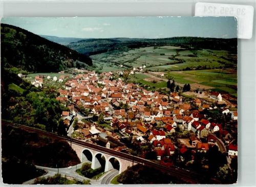 Partenstein Ort handschriftlich Fliegeraufnahme Foto Original aus Archiv eines Ansichtskartenverlags