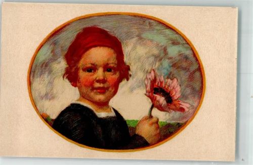 1913 sign. von Zumbusch Kind Blume Bayern