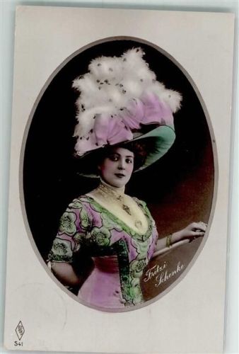 1910 Fritzi Schenke Hutmode Brokat Mode Federn