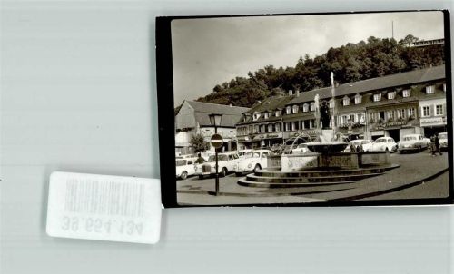 Homburg Brunnen Parkplatz Auto Sparkasse Apotheke Ort handschriftlich Foto Original aus Archiv eines Ansichtskartenverlags