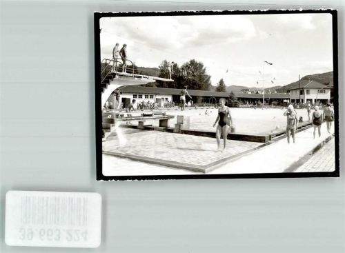 Haslach Freibad Schwimmbad Bademode Sprungbrett Ort handschriftlich Foto Original aus Archiv eines Ansichtskartenverlags
