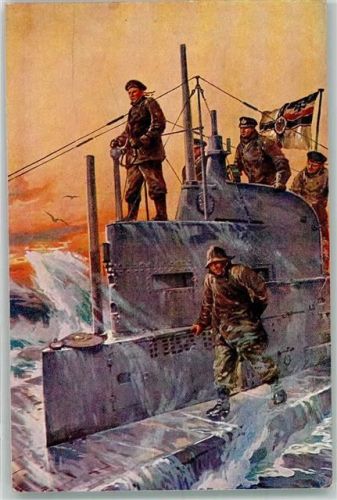 Auf dem Kommandoturm eines deutschen U-Bootes Reichskriegsflagge Marine WK I