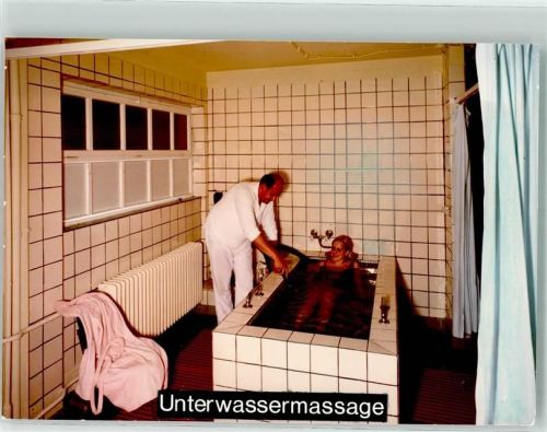 Nunkirchen Unterwassermassage Badewanne Frau Mann Kurheim Ort handschriftlich Foto Original aus Archiv eines Ansichtskartenverlags