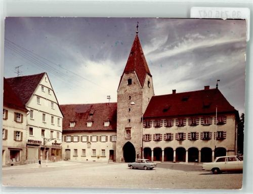 Weißenhorn Rathaus Auto Ort handschriftlich Foto Original aus Archiv eines Ansichtskartenverlags
