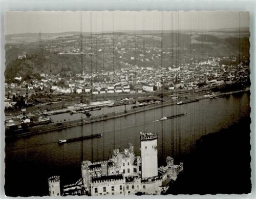 Oberlahnstein Fliegeraufnahme Burg Ort handschriftlich Foto Original aus Archiv eines Ansichtskartenverlags