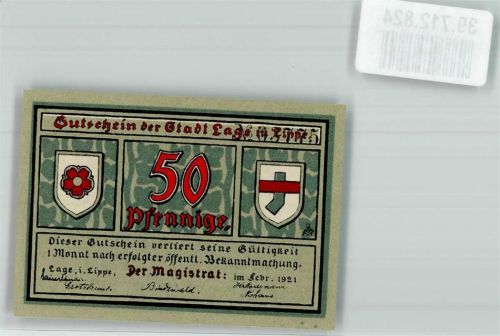 Lage 1921 50 Pfennige Gutschein