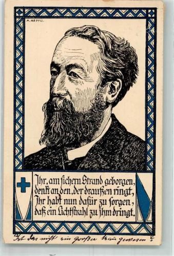 Bern 1922 sign. Aeppli Arnold Bovet Funktionär des Christlichen Suchthilfevereines Blaues Kreuz Künstlerkarte