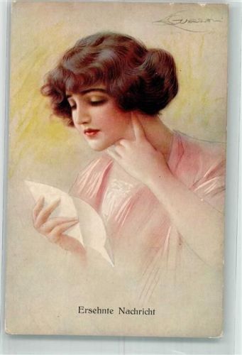 1916 Ersehnte Nachricht Junge Frau liest im lang erwarteten Brief Arthur Rehn & Co. 761/3 Maschinenstempel
