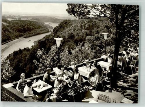 Bastei Gasthaus-Terrasse hoch über der Elbe Dick-Foto-Verlag