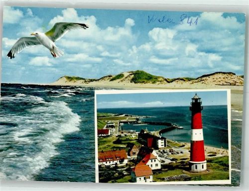 Hörnum Leuchtturm Möwe und Strand mit Dünen