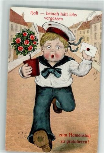 1933 Beinahe vergessen , Namentag , Kind im Matrosenanzug Rosentopf Verlag SW + SB 152