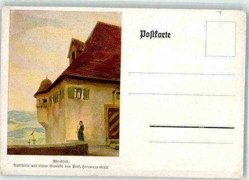 Bayreuth Abendlied Werbe AK für Velhagen & Klasings Monatshefte Buchhandlung Carl Giessel Opernstraße 13 Künstlerkarte