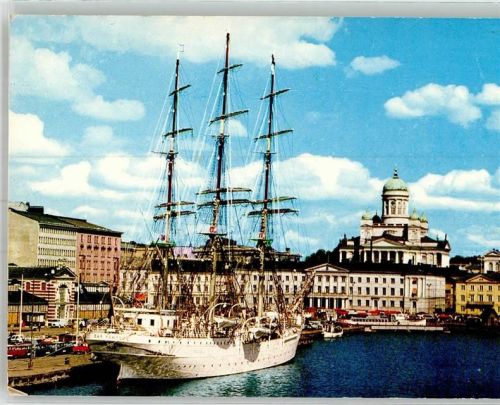 Helsinki 1975 Hafen Segelschiff