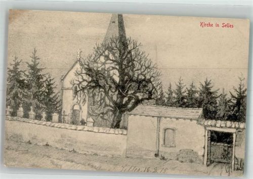 Selles 1915 Kirche Feldpost WK I 26.Res.Komp.
