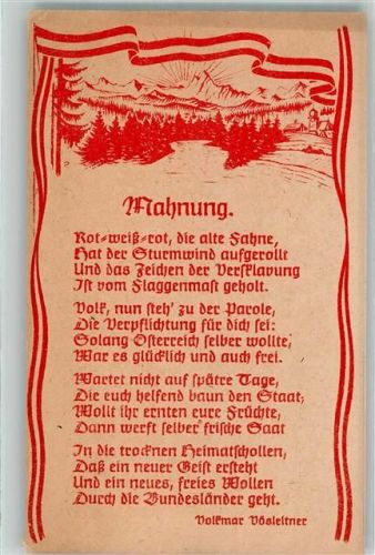 Mahnung Gedicht Volkmar Vösleitner Patriotik