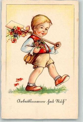 Verlag LBR Reunion Cigaretten : Fürst Pückler - Purzl Bilder Kind mit einem Spaten