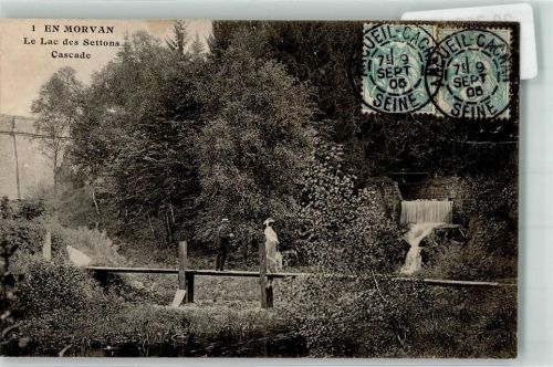 Autun 1905 Briefmarke Bildseite Wasserfall