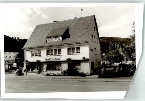 Olsberg Foto Original aus Archiv eines Ansichtskartenverlags Gasthaus Cafe Deimel Ort lt. Recherche Ecke beschädigt