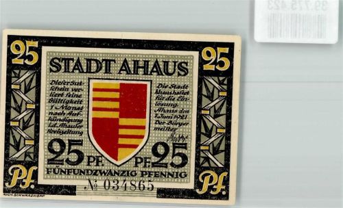 Ahaus 1921 25 Pfennig No. 034865 Standbild d. Professors Dr. H. Landois