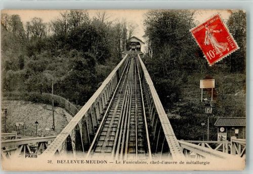 Meudon 1914 Bergbahn Bellevue Briefmarke Bildseite
