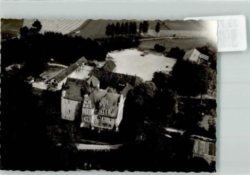 Schledehausen Fliegeraufnahme der Schelenburg Foto Original aus Archiv eines Ansichtskartenverlags Ort handschriftlich