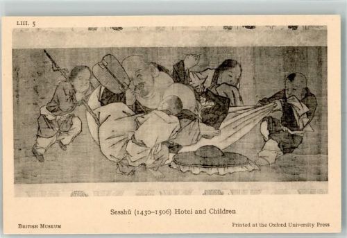 Sesshü 1430-1506 Hotei and Children Buddha and Fan