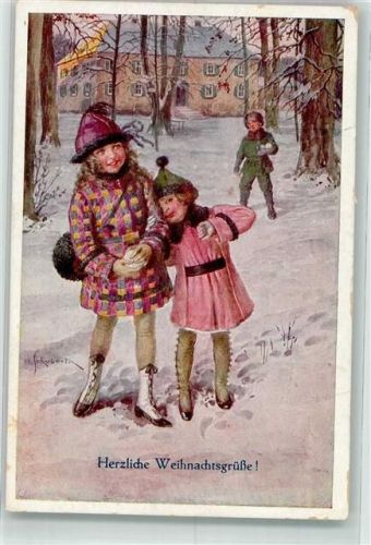 1921 Weihnachten Kinder Schneeball werfen Art Deco Mode Kinderpoesie Pantophot Vienne