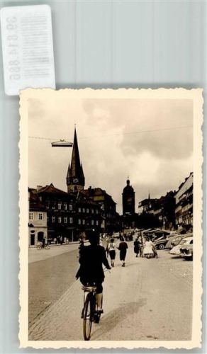 Lichtenfels mit Mariä Himmelfahrt Oberer Torturm Fahrrad Marktszene Foto Original aus Archiv eines Ansichtskartenverlags Ort handschriftlich