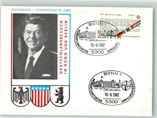 Bonn Ronald Reagan Gedenkkarte Deutschlandbesuch Sondermarke Sonderstempel